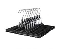 SONGMICS Hosenbügel 10 Stück aus Metall - Hosenspanner Rockbügel Kleiderbügel Klemmbügel Rockspanner um 360°drehbarer Haken für Röcke, Hosen Schwarz CRI07B-10