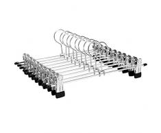 SONGMICS Hosenbügel Hosenspanner 31 cm Metall Kleiderbügel mit Clips Klammer für Hosen/Röcke rutschfest platzsparend - verchromt 10 Stück CRI003-10