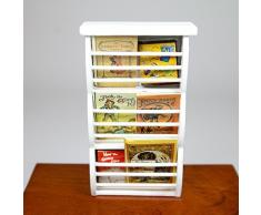 Odoria 1/12 Miniatur Möbel Magazinständer mit 3 Fächern Holz Weiß Für Puppenhaus Möbel Zubehör