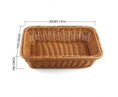 MRKE 40 * 30 * 7 cm/30 * 20 * 7 cm Rechteck Nachahmung Rattan Brotkorb,Rattan Körbchen Gemüsekorb Obstkorb Kunststoff Gewebt Füllkorb,Früchtekorb