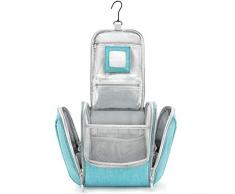 GO!elements® Kulturbeutel Kulturtasche zum Aufhängen Herren & Damen | Kosmetiktasche groß Mann Frauen für Koffer & Handgepäck | Waschtasche Reise-Tasche, Farbe:Türkis