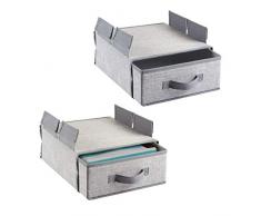 mDesign Stoff-Hänge-Organizer mit herausnehmbarer Schublade, 2 Stück Pack of 2 grau