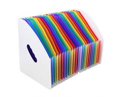 Marte Vanci 24-teilige Schreibtisch-Aufbewahrung, Expander, Kordon, A4, Dokumente, Aktenordner,erweiterbare Ordner, Zeitschriftenhalter, Platzsparer für Büro, Zuhause Klasse Regenbogen-Weiß