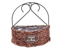Yardwe Wand Vase Hängender Blumentopf Pflanztopf Rattankorb Weidenkorb Übertopf zum Aufhängen Pflanzkübel Haus Garten Deko Wanddeko (Single Deck)