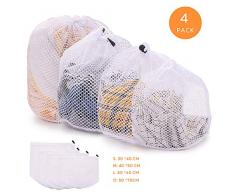FORMIZON 4 Stück Waeschesack Waschmaschine mit Kordelstopper Wäschenetz Wäschesack Wäschebeutel für Waschmaschine, Kleidung, Oberbekleidung, Dessous, Socken, Strümpfe (Grobmaschiger Wäschesack)