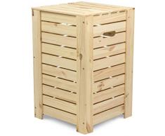 LAUBLUST Wäschekorb zur Aufbewahrung in Größe L - Kiefer Naturbelassen ca. 35 x 35 x 55 cm - Wäschesammler mit Griffen - Deckel und Herausnehmbarer Boden