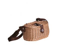 e-wicker24 Anglerkorb aus Weide, Fischkorb, geflochtener Fischerkorb, Fischkorb mit Riemen, Weidenkorb für Anglerzubehör, Korb für Fischerzubehör