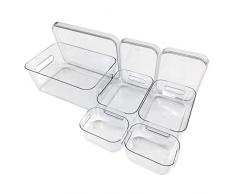 Quality-Collection Kühlschrank Organizer Boxen-Set mit Beschriftungsetiketten (Mixed-8er-Set inkl. Deckel)