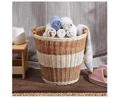 Unbekannt High Capacity Runde Wäschekorb Picknickkorb, Startseite Woven Rattan Waschkorb mit Griffen, Mehrzweckkorb Spielzeug-Aufbewahrungsbehälter Little (Color : White)