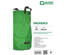 Gruener Schlauch Gartensack 120 Liter / 270 Liter *** Selbständig stehende robuste Ausführung mit Polypropylen (PP)-Gewebe 260g/m² *** Grünschnitt Laubsack Sack für Gartenabfälle (1 x 120 Liter)