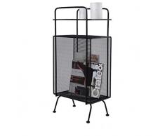 Zhna Eisenbodengestelle Schlafzimmer Nacht Wohnzimmer Ablageboden Sandwich Mehrschichtige Magazinablage Nordic Ins Wind Lagerung Lagerung Doppelnutzung Flower Stand 34X20X70cm (Color : Black)