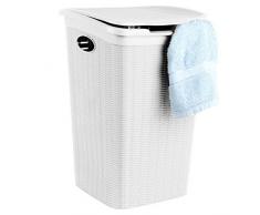 Spetebo Eleganter Wäschekorb in Ratttanoptik - weiß