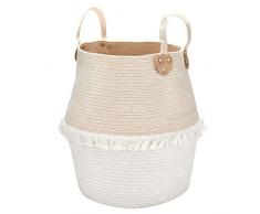 La Jolíe Muse Wäschekorb Aufbewahrungskorb aus Baumwolle Seil, Kinderzimmer Wohnzimmer Badzimmer, Wäschesammler, Groß Stabile mit Griff, H40 x D38cm