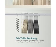 Kleiderbügel, Sable Anzugbügel Jackenbügel 30 Stück,0,6cm dick, Antirutsch, um 360° drehbarer Haken Multifunktionsbügel für Kleider/Jacken/Hosen/Krawatte, 3 Farben, Krawattenbügel inklusive