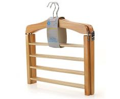 HANGERWORLD 3 Holz Hosenbügel Mit 4 rutschfesten Hosenstegen 38cm Naturfarben Holz Kleiderbügel