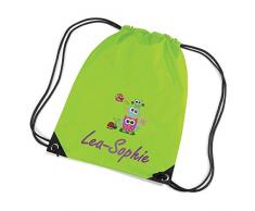 SL-Store GbR Turnbeutel Bestickt mit Namen und Motiv Sportbeutel Schuhbeutel Schwimmbeutel Wäschebeutel viele Farben & Motive 45x33 cm, Farbe:grün