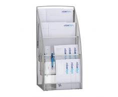 Relaxdays Magazinständer Metall, groß, 4 Fächer, Zeitungsständer, modern, Büro, Wartebereich, HBT 60x30x22 cm, Silber Magazinhalter Metallgeflecht, 22 x 30 x 60 cm