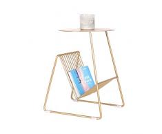 Table HUO Nordischer Couchtisch Aus Metall Mit Zeitschriftenkorb Schlafzimmer Nachttisch Lagerregal 4 Farben (Color : Gold, Size : 37 * 31 * 45cm)