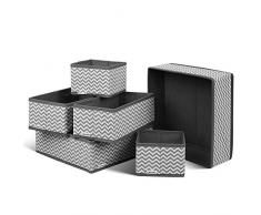 Homfa 6 Stück Aufbewahrungsbox Stoff Set faltbar Unterwäsche Socken Organizer Ordnungsbox Faltbox Stoffbox für Schubladen Ordnungssystem grau