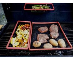 Pacoos Grillkorb Set - 2 Körbe die sich perfekt ergänzen - antihaftbeschichtet, hoher Rand - für alle Grillarten und den Backofen geeignet - keine scharfen Ecken und Kanten - leicht zu reinigen auch in der Spülmaschine