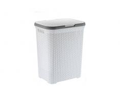 Wäschebox mit Deckel Wäschekorb Kela Rio weiß 23370 Wäschetonne Flecht-Look