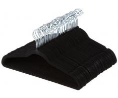 AmazonBasics Kleiderbügel für Anzug / Kostüm, mit Samt überzogen, 50er-Pack, Schwarz