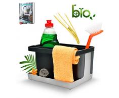 Luamex® Spülbecken Organizer aus Bio-Weizenstroh – Ordnungshelfer für Spülbecken – Utensilienhalter Küche – Küchen Organizer inkl. eBook (grau)