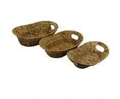 My-goodbuy24 3er Set Körbe Schale Frühstückskorb Dekoschale Aufbewahrungskorb Obst Brot-Korb aus natürlicher geflochtener Wasserhyazinthe