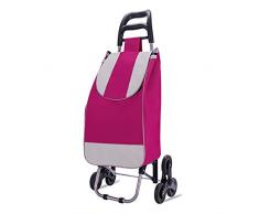 Nfudishpu Einkaufstrolley, zusammenklappbar, Treppenkorb, Einkaufswagen, Einkaufswagen, mit Radlagern, Edelstahlrahmen, 30 kg / 40 l Fassungsvermögen, Pink