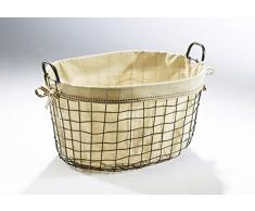 Locker Dekokorb Oval aus Metall mit Textil