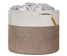 Goodpick Großer Wäschekorb, aus stabilem Baumwollseil, zur Organisation von Wäsche, Decken Baby-Spielzeugen, Kinderzimmer, 40 x 40 x 35 cm