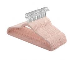 SONGMICS Kleiderbügel Samt, 30er Set, Jackenbügel mit Rutschfester Oberfläche, 42 cm lang, Anzugbügel, dünn, robust, gut belastbar, um 360° drehbarer Haken, für Mäntel, Hemden, rosa CRF26PK