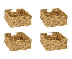 INWONA 4er-Set Regal Korb für Halbes Fach IKEA Kallax Regal Wasserhyazinthe Natur Faltkorb Flechtkorb Regalbox Storage Box Aufbewahrungskorb Schrankkorb sehr stabil 31 x 34 x 15 cm
