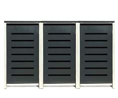 3 Tailor Mülltonnenboxen Basic Duo für 240 Liter Tonne/Stanzung 6 / Farbe RAL 7016 Anthrazit/Rahmen RAL 9006 hell Grau/Verschönern Sie Ihre unansehnliche Mülltonnen in Ihrem Hof und Garten!