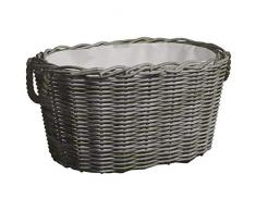 vidaXL Holzkorb mit Tragegriffen Kaminholzkorb Weidenkorb Kaminkorb Aufbewahrungskorb Füllkorb Brennholzkorb Tragekorb 60x40x28cm Grau Weide