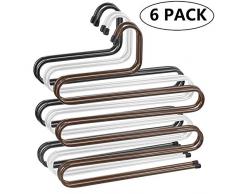 Lawei 6 Stück Hosenbügel Mehrfach Platzsparend S-Typ Kleiderbügel rutschfest Hosenkleiderbügel für Hosen Schale Krawatten Gürtel Handtücher - 3 Farben