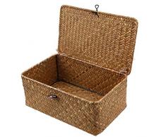 WCIC Aufbewahrungsbox, Aufbewahrungskiste Deko Boxen Kästen Möbel Wohnaccessoires Aufbewahrungsboxen Seegras Körbe Große Größe 29cmX19cmX12cm