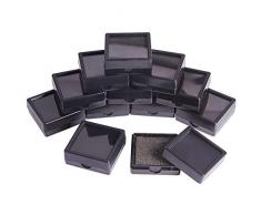 BENECREAT 24PCS Velvet Edelstein Vitrine Square Diamond Gem Schmuck Aufbewahrungsbox Organizer Case mit Velvet Inside Schwarz