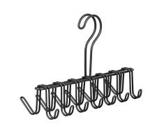 iDesign Classico Krawattenhalter, Bügel aus Metall mit 14 Haken für Gürtel und Krawatten, mattschwarz