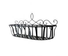 FLAMEER Metall Landhaus Hängeregal Wandregal Bücherregal Pflanzkorb Wandkorb - 450x150x250mm schwarz