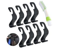 8 Stück Auto Rücksitz Kopfstütze Haken Kleiderbügel,SENHAI Organizer Storage Halterung für Lebensmittels Tasche Handtasche Wasser Flasche, mit Automotive Klimaanlage Reiniger, Schwarz