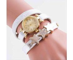 DECTN Armbanduhr Neuer Langer Gürtelring Gürtel Drill Star Strap Damen Quarzuhr Damen Modell Weiß