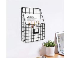 Jeteven Wandregal, Zeitschriftenhalter Wandhalterung Zeitungshalter Wandkorb Eisenregal für Bücher Büro Wohnzimmer Küche Schwarz