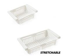 KPOLY Einstellbarer dehnbarer Kühlschrank Organizer Schubladenkorb Kühlschrank ausziehbare Schubladen Frische Abstandshalter Schicht Lagerregal Weiß