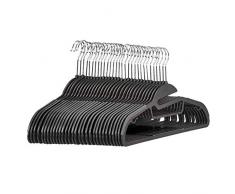 AmazonBasics – Strapazierfähige Kunststoff-Kleiderbügel, mit rutschfestem Gummiüberzug und horizontalem Steg, Grau, 30 Stück