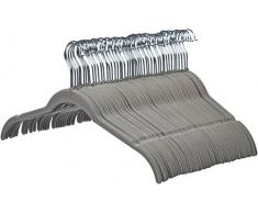 AmazonBasics Kleiderbügel für Hemd / Kleid, mit Samt überzogen 50er-Pack, Grau