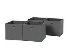 SONGMICS Aufbewahrungsbox, 4er Set, faltbare Stoffbox, Vliesstoff, Würfel, Aufbewahrungskorb, Organizer für Spielzeug, Kleidung, grau RFB02G-2