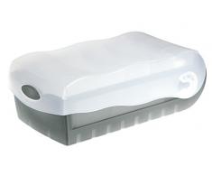 HAN 997 Karteibox CROCO DIN A7 quer mit 5 Stützplatten und 100 Karten (transluzent-grau, 2 Boxen Spar-Set)