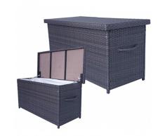 Auflagenbox ATHEN Rattan Kissenbox Gartenbox Gartenmöbel Auflagen Truhe Innenfolie NEU