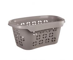 keeeper Wäschekorb mit Hüftstütze, Luftdurchlässiges Dekor, 30,5 l, Anton, Grau